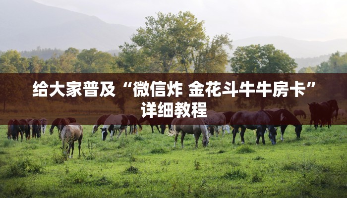 给大家普及“微信炸 金花斗牛牛房卡”详细教程
